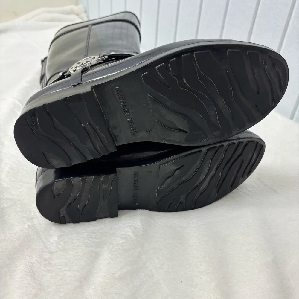 Michael Kors Fulton Tall Rain Boots Black‎ and brownSize 8
